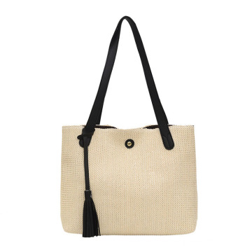 NEU RETRO Casual Foldable Cord Strow Tote Bag Weben Sie Umhängetaschen handgewebte Geldbörse für den täglichen Gebrauch